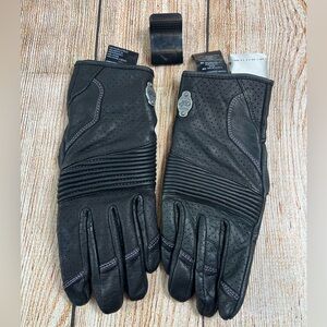 Women’s Harley Davidson Black Leather Motorcycle Gloves Size Medium